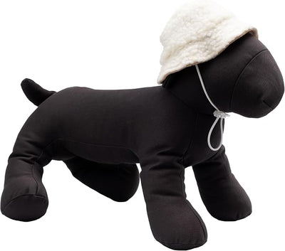 THE WORTHY DOG Faux Shearling Bucket Hat for Dogs – Stylish Pet Hat with Faux Shearling, Adjustable Chin Strap & Soft Brim for Comfort - Ivory, Medium