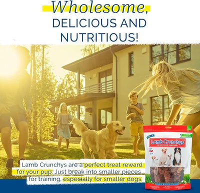 PCI Pet Center Inc Lamb Crunchys raw dehydrated Lamb Dog Treats, 16 oz Pack | Made in USA dog treats from single-ingredient lamb lung, for dogs of all ages - can be used for training or daily treats