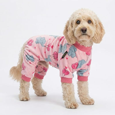 Fitwarm Elephant Fleece Dog Pajamas, Cozy Winter Clothes for Small Dogs Girl, Cute Pet Outfit, Pink, Blue, Medium