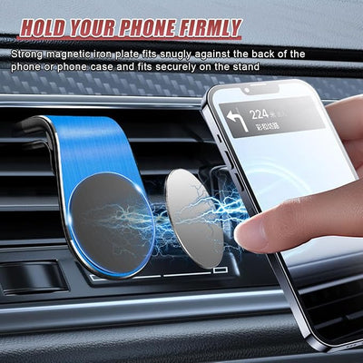 YoRise Magnetic Car Phone Holder, L Type 360° Rotatable Adjustable Car Air Vent Cellphone Mount, No-Hand Clip-On Navigation Bracket, Universal Vehicle Smartphones Stand Accessories (Blue-2PCS)