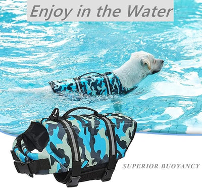 Doglay Dog Life Jacket with Rescue Handle, Dog Life Vest for Swimming Boating, Adjustable Reflective Puppy Swim Vest with Superior Buoyancy for Small Medium Large Dogs