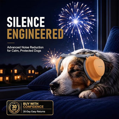 Premium Dog Ear Muffs Noise Protection, Up to 30dB NRR Noise Reduction, Noise Cancelling Headphones For Dogs, Buckle-Free Easy Wear for Thunder, Fireworks, Travel & Grooming, M/L Dogs