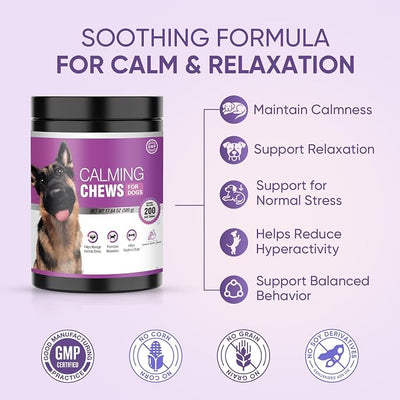 Calming Chews for Dogs 200pc Dog Calming Treat and Bites with Melatonin - Calming Treats for Dogs Puppy Melatonin Sleep Aid Calm Dog with Noise,Thunder,Barking,Separation,Chewing
