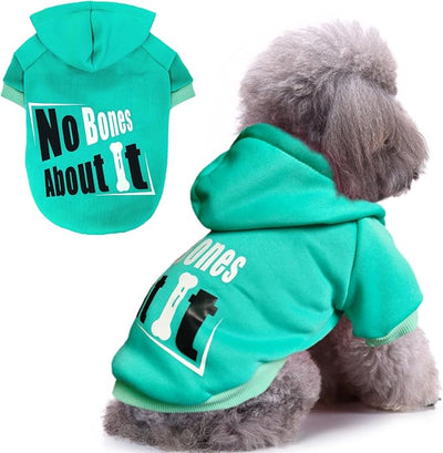 Jecikelon Print Dog Hoodies for Small Dogs, Soft Fleece Puppy Clothes for Pet Cat, Warm Winter Outfits Cold Weather Coats, Cute Sweatshirt Puppies Costume (Cyan, XX-Small)