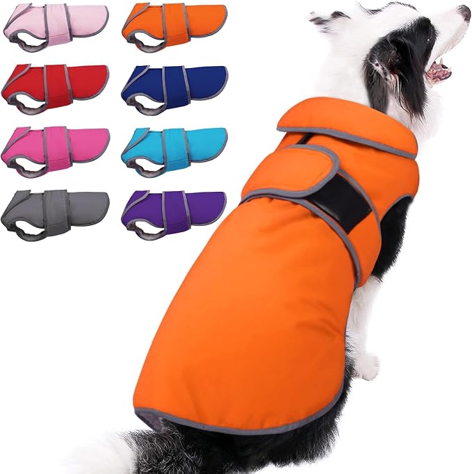 MIGOHI Warm Dog Coat Winter Dog Jacket,Waterproof Cold Weather Coats for Dogs,Fleece Jacket for Small Medium Large Dogs,Reflective Thick Fleece Vest with Leash Hole