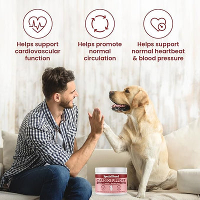 Taurine Supplement for Dogs – Heart Health & Circulation Support – Powder Formula with L-Carnitine, CoQ10 & Organic Hawthorn Berry – 240ct