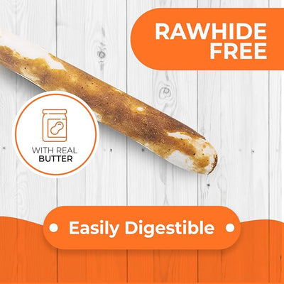 Canine Naturals Peanut Butter Chew - Rawhide Free and Dog Treats - Made from Real Peanut Butter - All-Natural and Easily Digestible - 10 Pack of 5 Inch Stick Chews