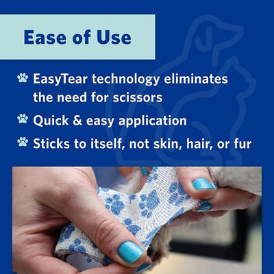 OVIK Health PetFlex Paw Pack – Flexible Self-Adhering Elastic Bandage for Wound Care – First Aid Wrap for Small Animals Like Dogs, Cats, and Other Pets - 2 inch, 2 Rolls