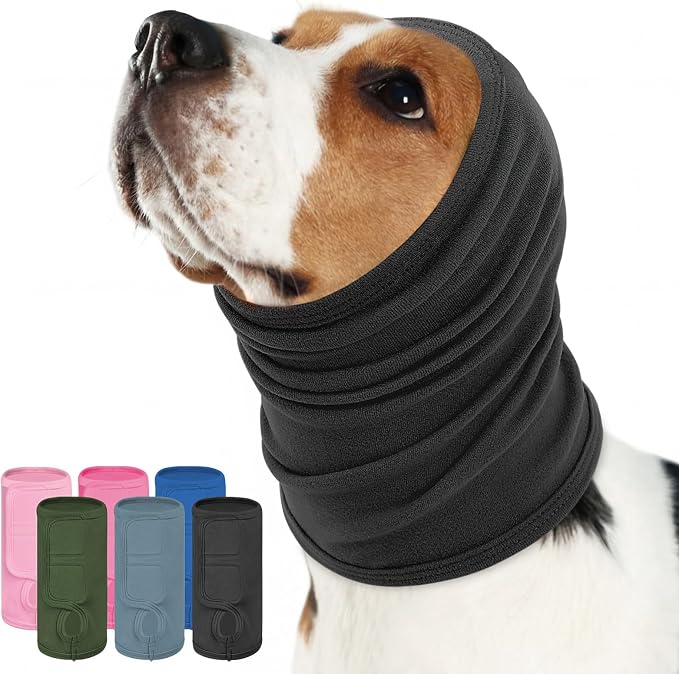 KOESON Dog Ear Wraps with Adjustable Hook & Loop, Soft No Shake Ear Wrap for Dogs Hematoma, Breathable Dog Ear Cover for Noise Protecion, Small Doggie Calming Hoodie for Thunder, Firework, Separation