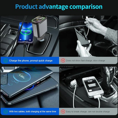 84W Retractable Car Charger,Car Phone Charger USB C Fast Charge for iPhone | EloBeth Car Charger,Cigarette Lighter USB Charger Car Accessories,Road Trip Essentials Gift for Men,for iPhone 17/16,Galaxy