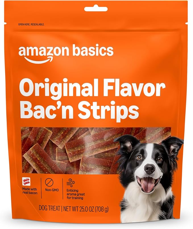 Amazon Basics Original Flavor Bac'n Strips Dog Treats - 25 oz Bag