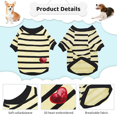 Dog Shirts for Medium Dogs Cats, Dog Striped T-Shirts Dog Vest Pet Apparel Tee Shirts Spring Summer Suitable for Small and Medium Large Pets French Bulldog Bichon, Beige M