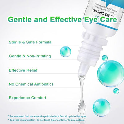 Pet Eye Care Gel Drop for Dogs, Cats, 1% Hyaluronan Eye Drops for Dry Eyes Infection Redness Irritation Tear Stain, Gentle Ocular Repair with Artificial Tears, Taurine, Herbal Extracts, 0.34 oz