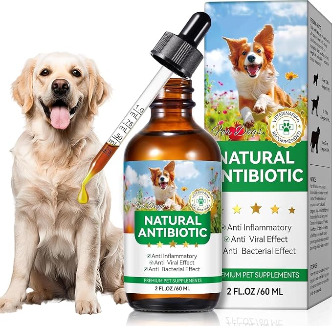 Antibiotics for Dogs, Natural Antibiotics for Dogs, Dog Antibiotics for Infection Supports Immune & Dogs Allergy Relief, Dog Multivitamin UTI Drops Natural Supplement for All Ages & Breeds