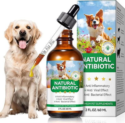 Antibiotics for Dogs, Natural Antibiotics for Dogs, Dog Antibiotics for Infection Supports Immune & Dogs Allergy Relief, Dog Multivitamin UTI Drops Natural Supplement for All Ages & Breeds