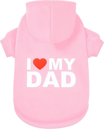 Dog Sweater Dog Hoodie Cold Weather Dog Coat Hooded Sweatshirt for Puppies,Cats, Small Medium Large Dogs (Pink(I Love My Dad), XX-Large)