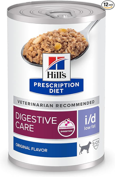 Hill's Prescription Diet i/d Low Fat Digestive Care Wet Dog Food, Chicken, 13 oz. Cans, 12-Pack
