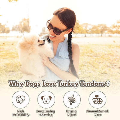 VITADAY Turkey Tendons for Dogs, All Natural, Healthy Dog Treats, Long Lasting, Hypoallergenic Dog Chews, Rawhide Free, USA-Sourced, for Small Dogs, Strips, 3 oz Pack | Long-lasting dog training treats, rawhide-free, made of USA-sourced turkey tendons
