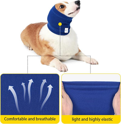 Dog Calming Band，Dog Ear Cover Anxiety Relief – Noise Canceling for Fireworks, Thunderstorms, Pet Grooming & Force Drying(Grey L)