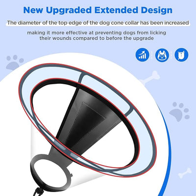 BONTHEE Clear Dog Cone Collar–Extra-Long Recovery E-Collar for Dogs, Transparent Adjustable Dog Cones Alternative for Small Large Medium Size Dogs,Protective Neck Brace with Soft Edges-M