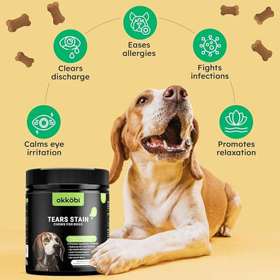 Tear Stain Chews and Eye Vitamins for Dogs - 150 Vision Soft Bites - Eye Supplements for Dogs with Lutein, Eyebright, Cranberry & Vitamin C - Duck Flavor