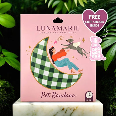 LunaMarie - Luxury Pet Birthday Bandanas -Premium & Silky Poly Fabric | 100% Handmade | Custom Shape Dual Layered (Olive, Medium)