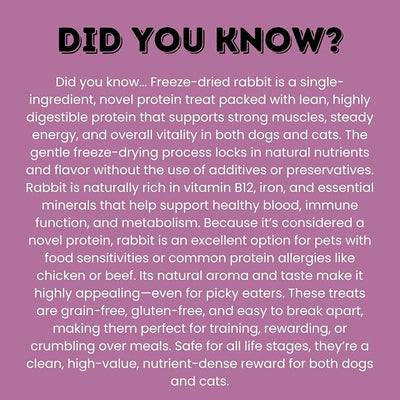 hotspot pets Freeze Dried Rabbit Treats for Dogs & Cats, USA Made - 1LB Bag 500+ Pcs, Single Ingredient Rabbit Bites - High Protein, Training Reward & Food Topper - Grain Free, Low Calorie Snack
