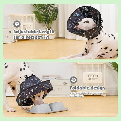 Avont Dog Cone Alternative, Adjustable Soft Comfy Foldable E Cones for Medium Large Dogs After Surgery, Escape-Proof Elizabethan Collar for Surgical Wound Recovery Stop Licking -Star(XL)
