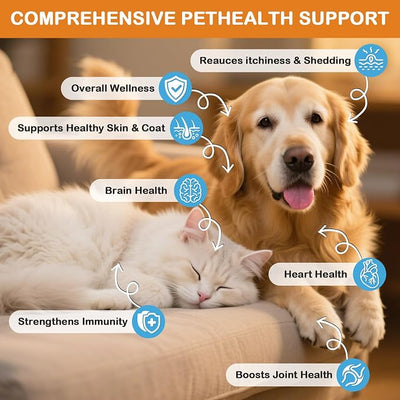 Wild Alaskan Salmon Oil Omega-3 & 6 Supplement with EPA DHA for Dogs & Cats, Supports Healthy Skin, Shiny Coat, Joint Mobility & Heart Health, 236ml (8 fl oz)