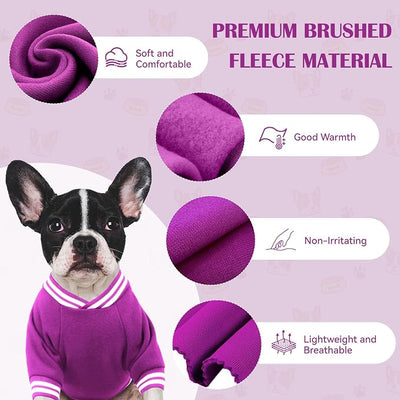 Dog Sweaters for Large Dogs, Brushed Fleece Dog Sweater Baseball Jacket Large Pet Sweater Clothes Soft Warm Boy Girl Pet(Purple-L)
