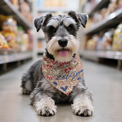 KEIAHUAN Patriotic Dog Bandanas 250th Anniversary Dogs Cats Triangle Bibs Pet Scarf Adjustable Washable Dogs Neckerchief for Dogs Medium