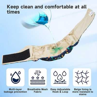 Male Dogs Diapers Belly Bands(4Pack), Washable Reusable Male Boy Doggy Wraps Panties for Doggie Puppy Pooping Potty Training Incontinence Marking Pañal para Perro XSmall