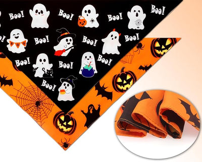 Halloween Dog Bandanas 2PCS Pumpkin Pet Scarf Extra Large Dogs | Halloween dog bandanas with pumpkin & cute ghost patterns.Perfect for holiday parties,photos & fall events.Reversible design.