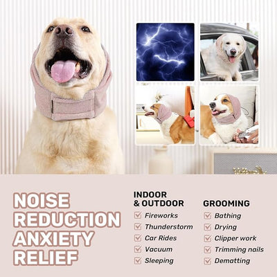 Dog Calming Hoodie, No Shake Ear Wraps for Dogs, Adjustable Dog Ear Muffs for Noise Protection, Ear Wrap Head Cover for Anxiety Relief & Hematoma (Dusty Rose, M(Head Circle:13.8"-18.9"))