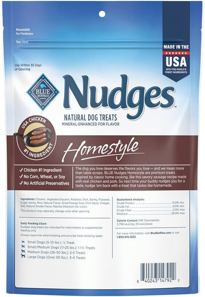 Blue Buffalo Nudges Homestyle Natural Dog Treats Chicken and Pork, 18-oz Bag (Pack of 4)