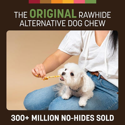Earth Animal No Hide Stix - Long Lasting Rawhide Free Small Dog Chews Sticks, Pork - 10 Count