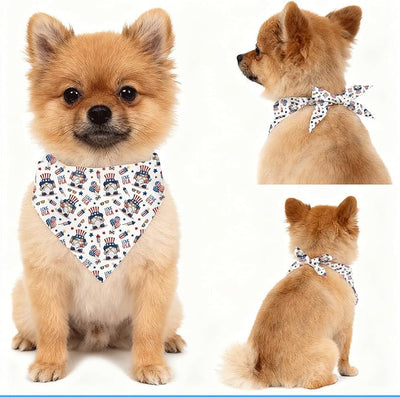4th of July Dog Bandana, Patriotic Uncle Sam Hat Pet Triangle Scarf for Independence Day Party Outfit, American Flag Star Neckerchief for Small Medium Dogs, Independence Day Puppy Gift