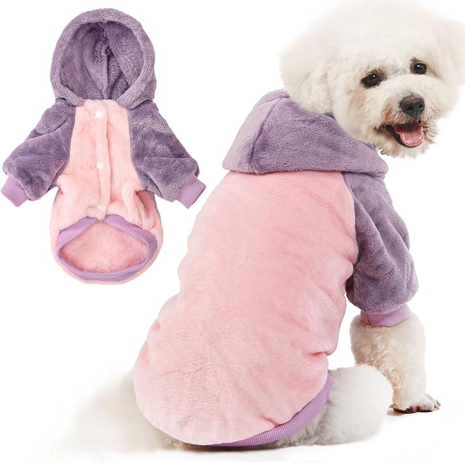FabriCastle Dog Hooded Sweater, Dog Clothes for XXS XS Small Dogs Boy & Cats, Soft and Warm Pet Coat, Winter Pet Jacket, Doggy Apparel Costumes, Puppy Outfits Snap On Hoodies (Pink Body, Large)