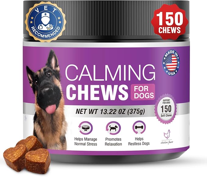 Calming Chews for Dogs 150pc Dog Calming Treat and Bites with Melatonin - Anxiety and Stress Relief Treats for Dogs Puppy Sleep Aid Calm Dog with Noise, Thunder, Barking, Separation, Chewing