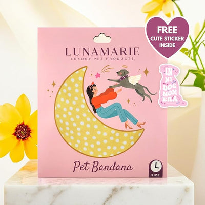LunaMarie - Luxury Pet Birthday Bandanas -Premium & Silky Poly Fabric | 100% Handmade | Custom Shape Dual Layered (Sophie, X-Small)