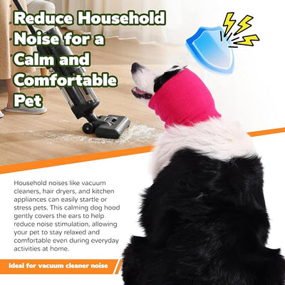 Dog & Cat Calming Band Cat Anxiety Relief Cover,Double Layer Thickened Pet Ears Elastic Neck Band Noise Cancelling Ear Muffs for Anxiety Relief/Noise Protection,Grooming,Thunder,Fireworks