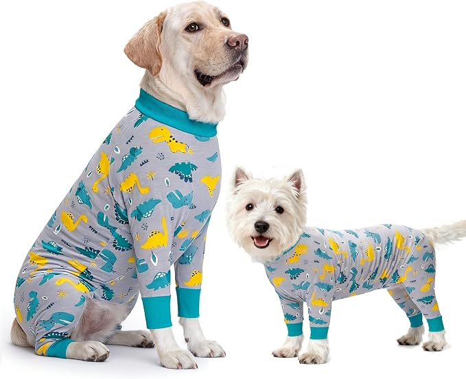 Dog Recovery Suit After Surgery Female Male, Medium Large Dog Neuter Shirt Cone Alternatives Prevent Licking Surgical Onesies (Dinosaur, XL)