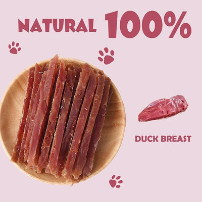 Duck Jerky Dog Treats, Real Duck Strips Dog Snacks, High Protein Dog Jerky, Soft Chewy Dog Training Treats for Small Medium Large Dogs, Healthy Dog Chews in Resealable Bag, 10.6 oz (300g)