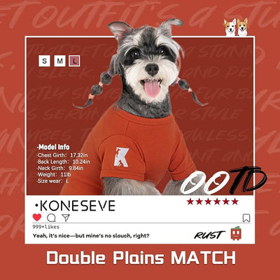 Koneseve Dog Shirt Soft Cotton Stretchy Clothes for Small Medium Pets 2-Pack Rust & Mist Green 2XL