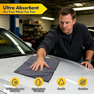 HOMEXCEL Microfiber Cleaning Cloth 12 Pack, 12.5 x 12.5 inch Microfiber Towels for Cars, Ultra Absorbent Washing Cloth, Lint Free Streak Free Cleaning Rags for Car, Kitchen, and Window (Grey)