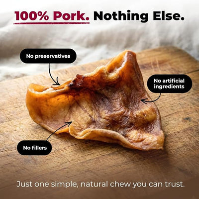 Best Pet Supplies GigaBite Whole Pig Ears for Dogs, 12 Pack - All-Natural Slow-Roasted Chews that Clean Teeth and Satisfy Aggressive Chewers