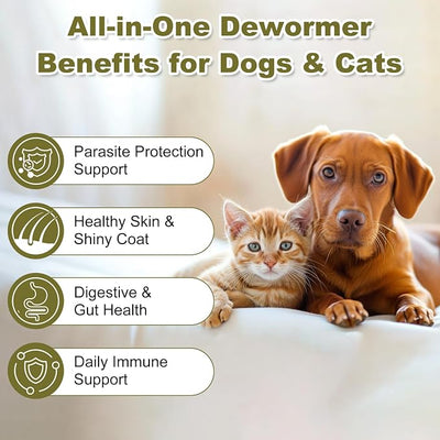 Dewormer for Dogs and Cats,4 Way Broad Spectrum Wormer with Praziquantel, Pyrantel Pamoate & Febantel, Safe for 4 Weeks and Older,100 Tablets