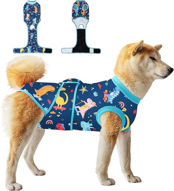 Dog Surgery Recovery Suit,Female Male Dog Onesie for Spay Neuter,Substitute E-Collar & Cone,Anti-Licking Breathable Onesie for Small Medium Large Dogs,New Dinosaur Pattern XXL