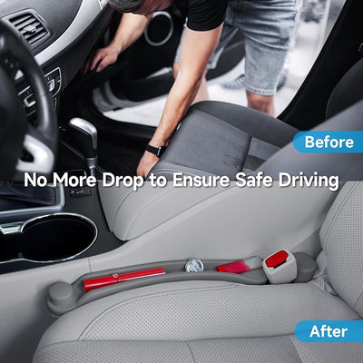 Givifive Car Seat Gap Filler Set of 2, 3IN1 Seat Side Gap Filler Plug with Storage Slot & Hook Function, Soft Foam Universal Fit Car SUV Truck Fill Gap Between Seats Console Organizer（Narrown Gray）