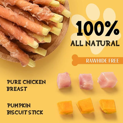 Dog Treats Chews, Chicken Wrapped Pumpkin Biscuits, Soft Chewy Dog Snacks 10.6 oz